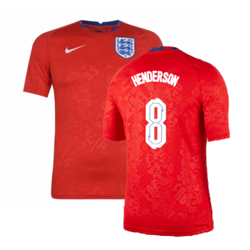 2020-2021 England Pre-Match Training Shirt (Red) (Henderson 8)