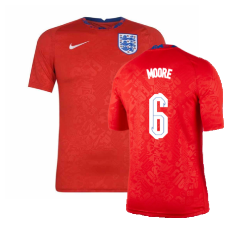 2020-2021 England Pre-Match Training Shirt (Red) (MOORE 6)