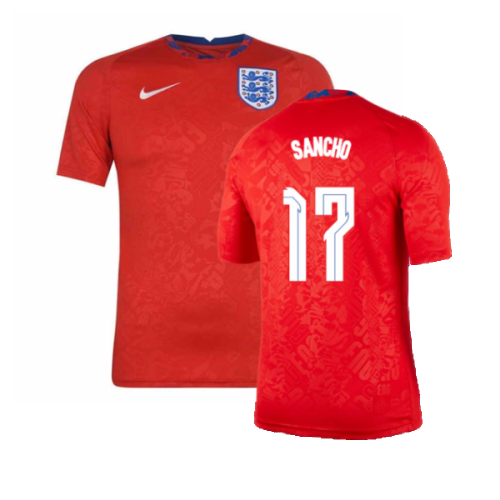 2020-2021 England Pre-Match Training Shirt (Red) (Sancho 17)