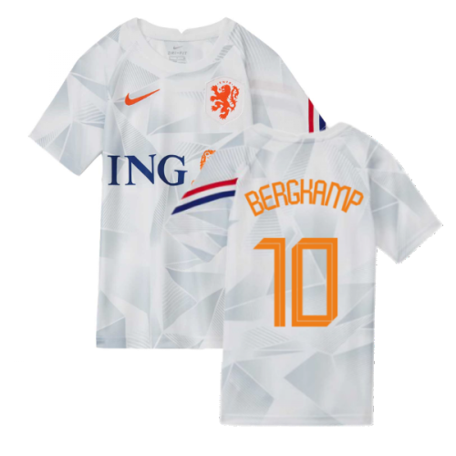 2020-2021 Holland Pre-Match Training Shirt (White) - Kids (BERGKAMP 10)