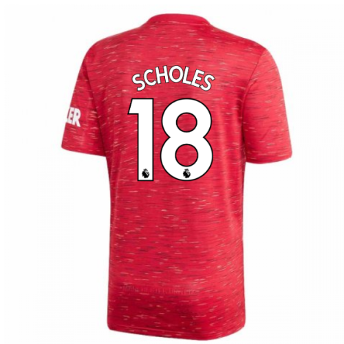 2020-2021 Man Utd Adidas Home Football Shirt (SCHOLES 18)