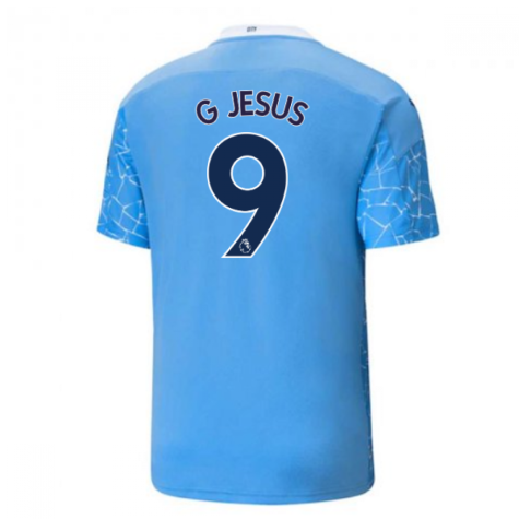 2020-2021 Manchester City Puma Home Football Shirt (G JESUS 9)