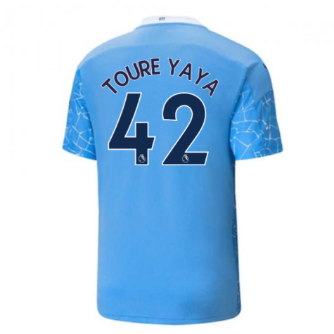 2020-2021 Manchester City Puma Home Football Shirt (TOURE YAYA 42)