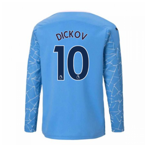 2020-2021 Manchester City Puma Home Long Sleeve Shirt (Kids) (DICKOV 10)