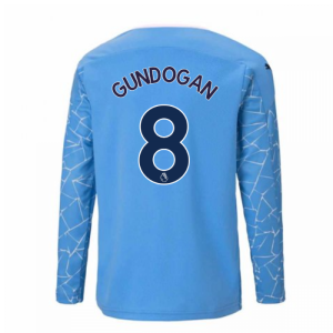 2020-2021 Manchester City Puma Home Long Sleeve Shirt (Kids) (GUNDOGAN 8)