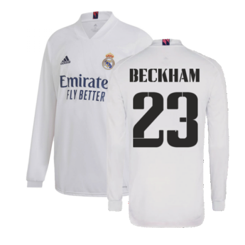 2020-2021 Real Madrid Long Sleeve Home Shirt (BECKHAM 23)