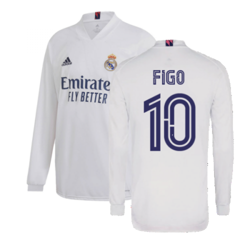 2020-2021 Real Madrid Long Sleeve Home Shirt (FIGO 10)