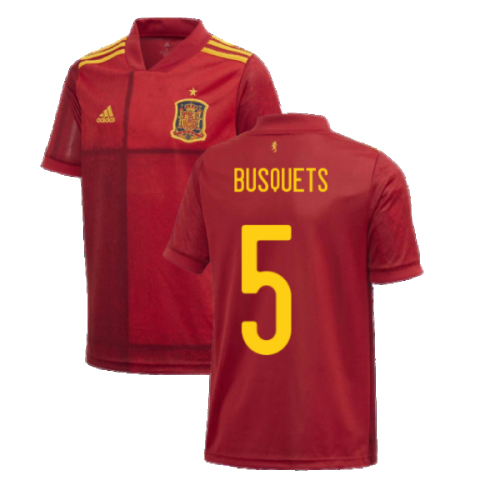 2020-2021 Spain Home Adidas Football Shirt (Kids) (BUSQUETS 5)