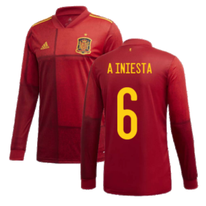 2020-2021 Spain Home Adidas Long Sleeve Shirt (A INIESTA 6)