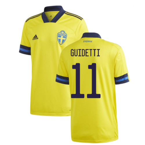 2020-2021 Sweden Home Adidas Football Shirt (GUIDETTI 11)