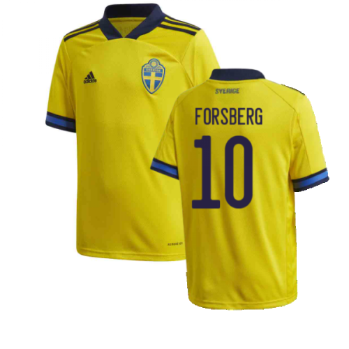 2020-2021 Sweden Home Adidas Football Shirt (Kids) (FORSBERG 10)