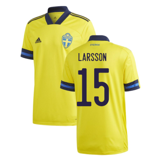 2020-2021 Sweden Home Adidas Football Shirt (LARSSON 15)