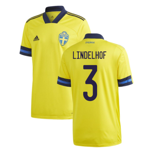 2020-2021 Sweden Home Adidas Football Shirt (LINDELHOF 3)