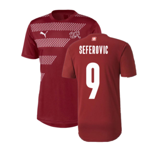 2020-2021 Switzerland Stadium Jersey (Pomegranate) (SEFEROVIC 9)