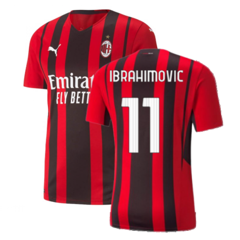 2021-2022 AC Milan Authentic Home Shirt (IBRAHIMOVIC 11)