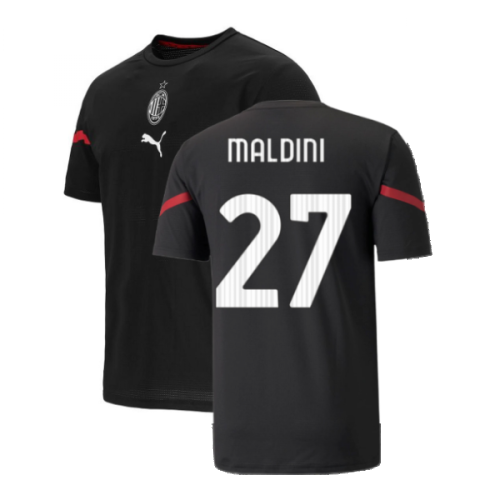 2021-2022 AC Milan Pre-Match Jersey (Black) (MALDINI 27)