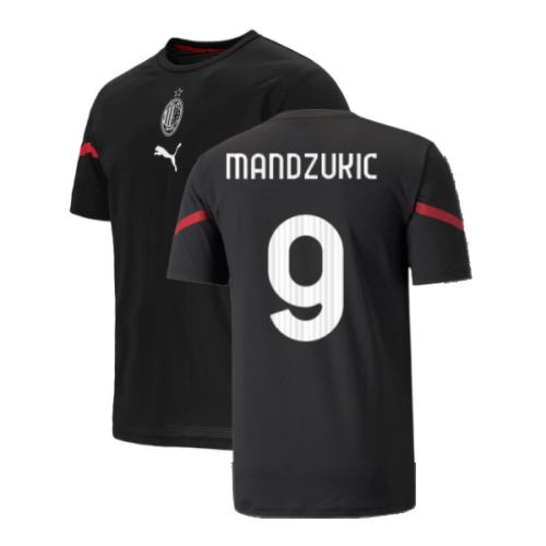 2021-2022 AC Milan Pre-Match Jersey (Black) (MANDZUKIC 9)