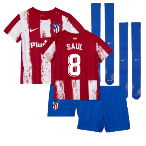 2021-2022 Atletico Madrid Little Boys Home Shirt (SAUL 8)