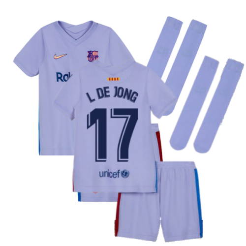 2021-2022 Barcelona Away Mini Kit (Kids) (L DE JONG 17)