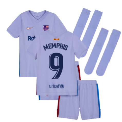 2021-2022 Barcelona Away Mini Kit (Kids) (MEMPHIS 9)