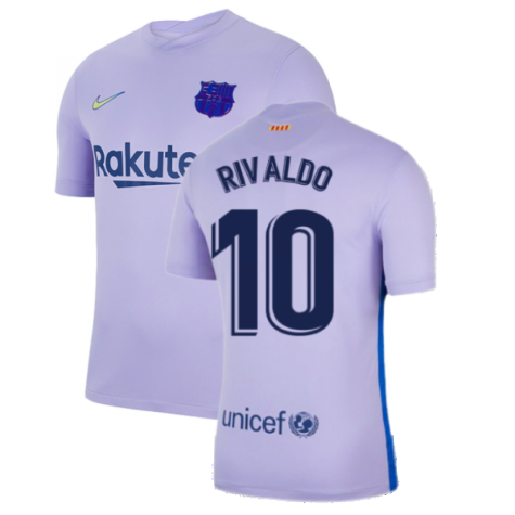 2021-2022 Barcelona Away Shirt (Kids) (RIVALDO 10)