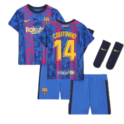 2021-2022 Barcelona Infants 3rd Kit (COUTINHO 14)