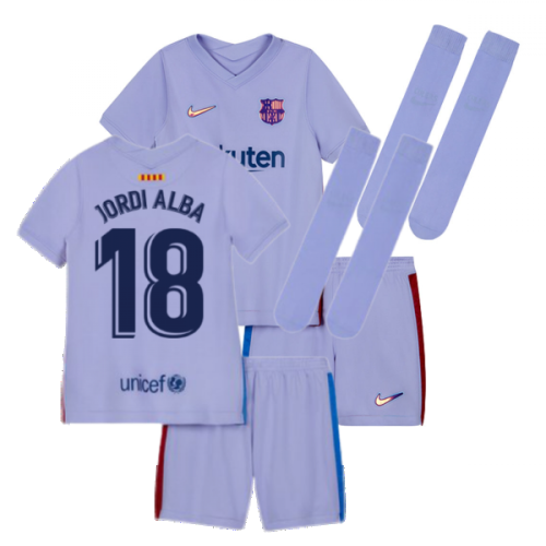 2021-2022 Barcelona Infants Away Kit (JORDI ALBA 18)