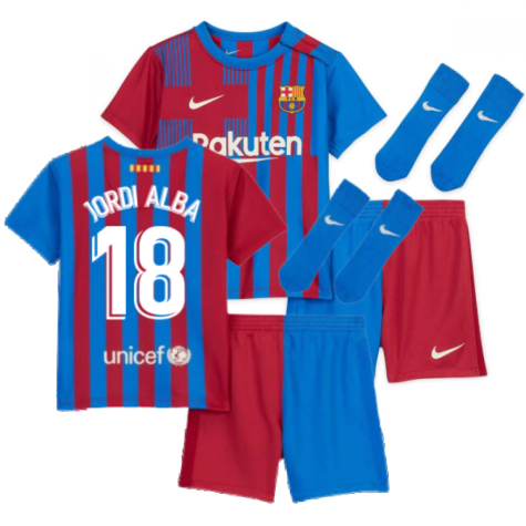 2021-2022 Barcelona Infants Home Kit (JORDI ALBA 18)