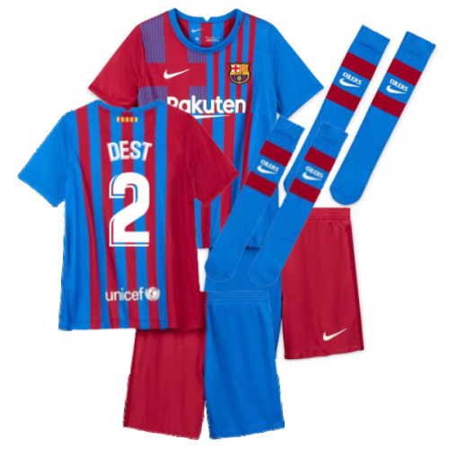 2021-2022 Barcelona Little Boys Home Kit (DEST 2)