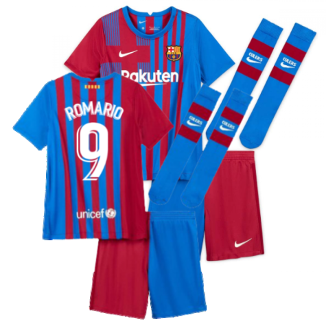 2021-2022 Barcelona Little Boys Home Kit (ROMARIO 9)