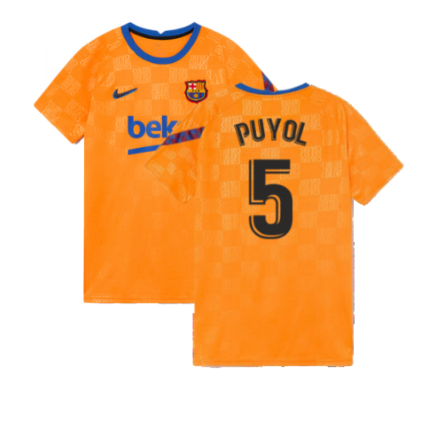 2021-2022 Barcelona Pre-Match Jersey (Orange) (PUYOL 5)