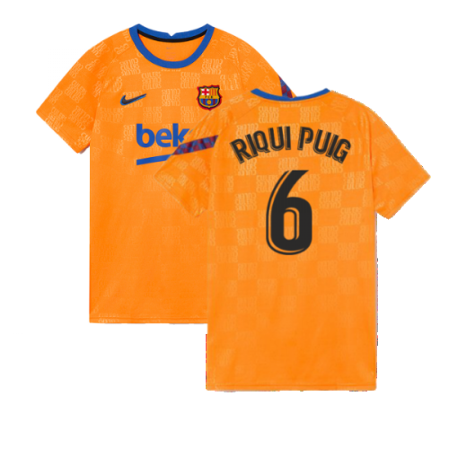 2021-2022 Barcelona Pre-Match Jersey (Orange) (RIQUI PUIG 6)