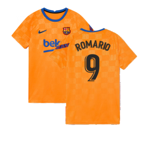 2021-2022 Barcelona Pre-Match Jersey (Orange) (ROMARIO 9)