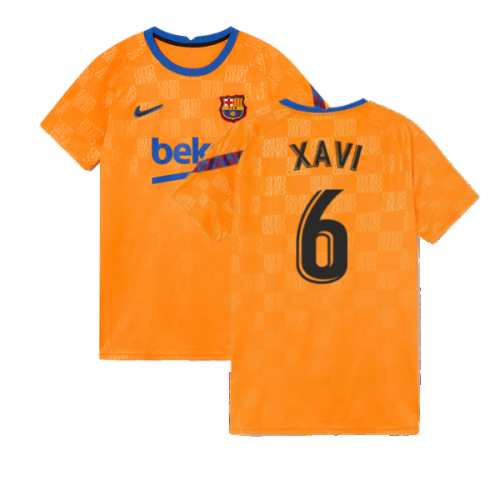 2021-2022 Barcelona Pre-Match Jersey (Orange) (XAVI 6)