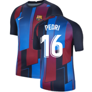 2021-2022 Barcelona Pre-Match Training Shirt (Blue) - Kids (PEDRI 16)