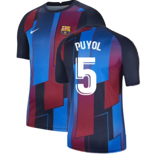 2021-2022 Barcelona Pre-Match Training Shirt (Blue) - Kids (PUYOL 5)