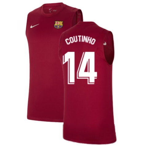 2021-2022 Barcelona Sleeveless Top (Red) (COUTINHO 14)