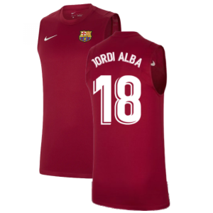 2021-2022 Barcelona Sleeveless Top (Red) (JORDI ALBA 18)