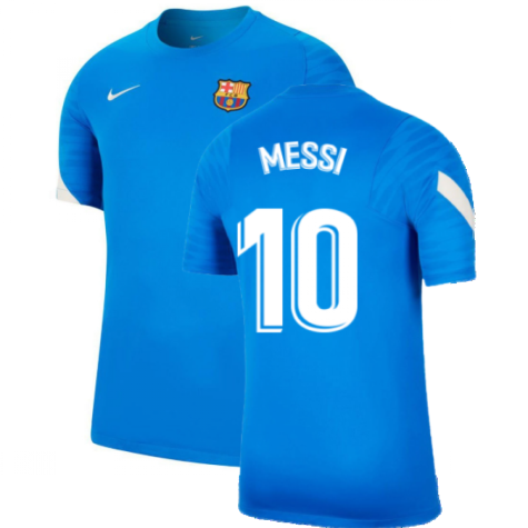 2021-2022 Barcelona Training Shirt (Blue) (MESSI 10)