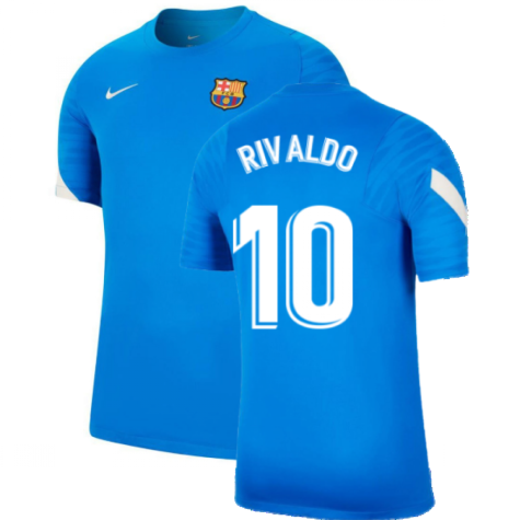 2021-2022 Barcelona Training Shirt (Blue) (RIVALDO 10)