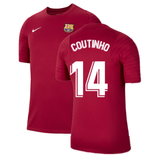 2021-2022 Barcelona Training Shirt (Noble Red) (COUTINHO 14)