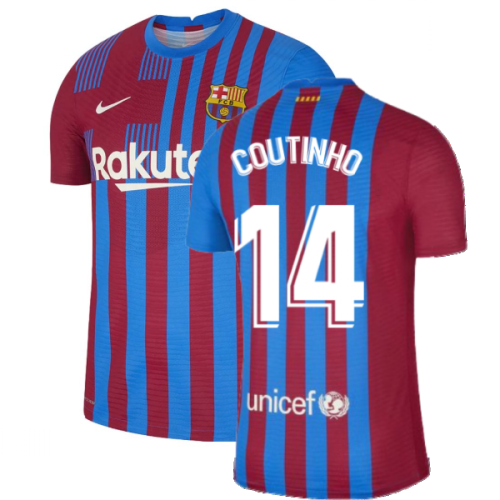 2021-2022 Barcelona Vapor Match Home Shirt (COUTINHO 14)