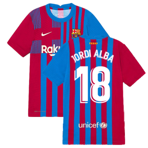 2021-2022 Barcelona Vapor Match Home Shirt (Kids) (JORDI ALBA 18)