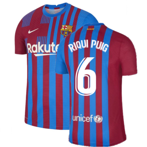 2021-2022 Barcelona Vapor Match Home Shirt (RIQUI PUIG 6)