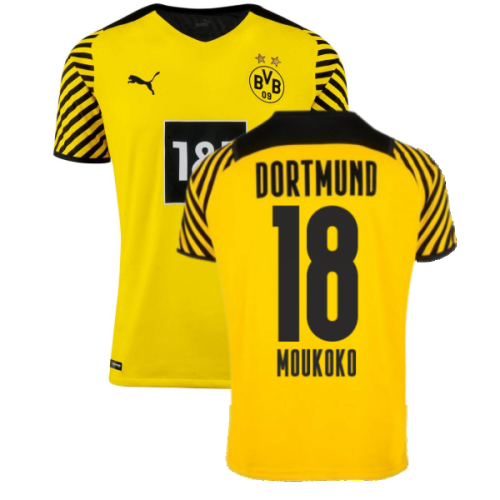 2021-2022 Borussia Dortmund Authentic Home Shirt (MOUKOKO 18)