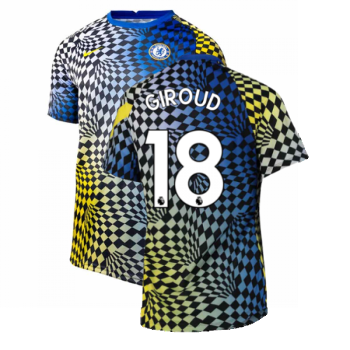 2021-2022 Chelsea Dry Pre-Match Training Shirt (Blue) (GIROUD 18)