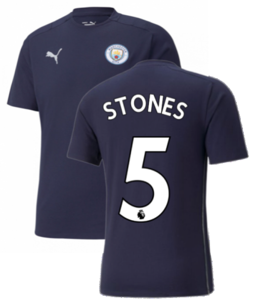 2021-2022 Man City Casuals Tee (Peacot) (STONES 5)