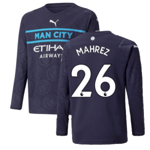 2021-2022 Man City Long Sleeve 3rd Shirt (Kids) (MAHREZ 26)