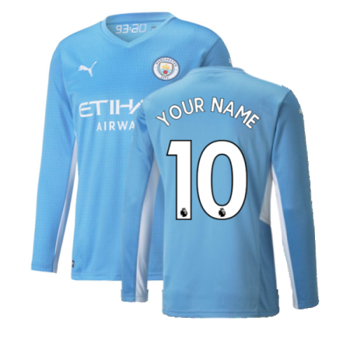 2021-2022 Man City Long Sleeve Home Shirt (Your Name)