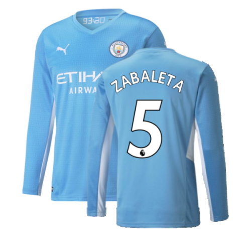 2021-2022 Man City Long Sleeve Home Shirt (ZABALETA 5)